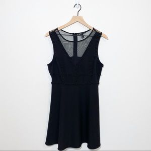 Forever 21 Black Mesh Beaded Skater Dress Size L